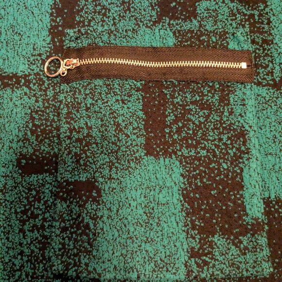 Ali Miles top Shirt Blouse Size Large Stretch Green Black 3/4 Sleeve Pocket - Picture 4 of 11